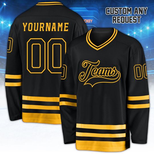 Discover Custom Ice Hockey Jersey for Men Women Youth, Black Sweatshirt Personalized Name Number, Hockey Shirts Sports Uniform for Hockey Fans V1
