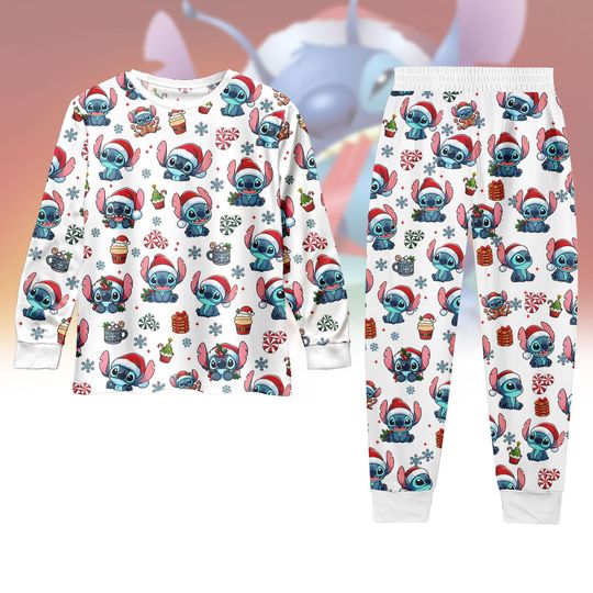 Discover Stitch Christmas Matching Pajamas, Stitch Santa Family Pajamas, Disney Christmas Pjs, Christmas Gift, Matching Pjs Set