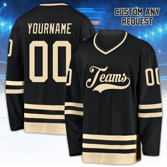 Discover Custom Ice Hockey Jersey for Men Women Youth, Black Sweatshirt Personalized Name Number, Hockey Shirts Sports Uniform for Hockey Fans V2