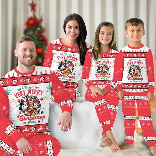Discover Mickey Friends Christmas Family Pajamas Set, Disney Merry Christmas Pajamas, Mouse Xmas Shirt, Mickey Minnie Matching Pajamas Set