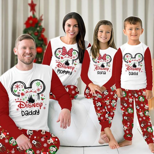 Discover Custom Mickey Mouse Family Pajamas Set, Disney Matching Costume PJs for Christmas 2025 Party, Mickey Head Shirt, Xmas Vacations Gifts