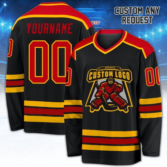 Discover Custom Hockey Jersey with Name and Number, Ice Hockey Uniform Gift for Players, Fans, and Sports Teams