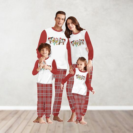 Discover Mickey And Friends Christmas Family Pajamas, Minnie Goofy Pluto Donald Santa Shirt, Disneyland Matching Pajamas Set, Disneyworld Pj Set