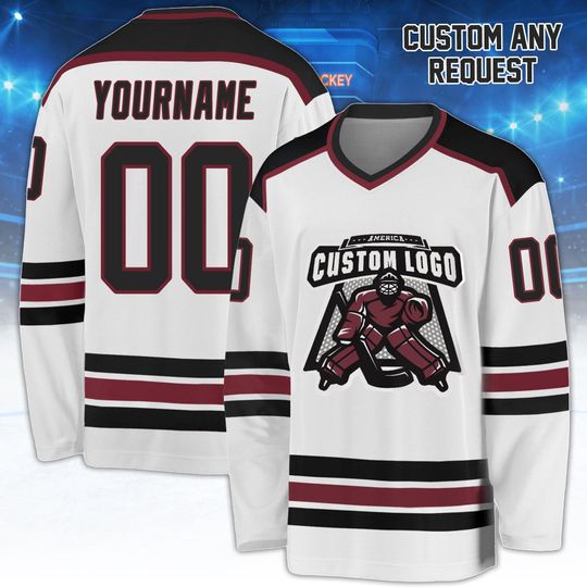 Discover Custom Hockey Jersey with Name and Number, Ice Hockey Uniform Gift for Players, Fans, and Sports Teams