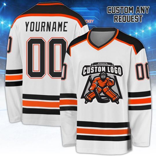 Discover Custom Hockey Jersey with Name and Number, Ice Hockey Uniform Gift for Players, Fans, and Sports Teams
