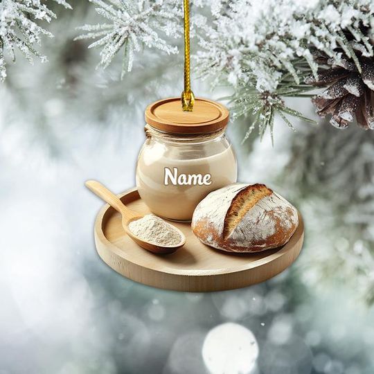 Personalized Sourdough Christmas Ornament, Sourdough Starter Ornament, Sourdough Era Ornament, Baking Ornament Gift, Baker Gift