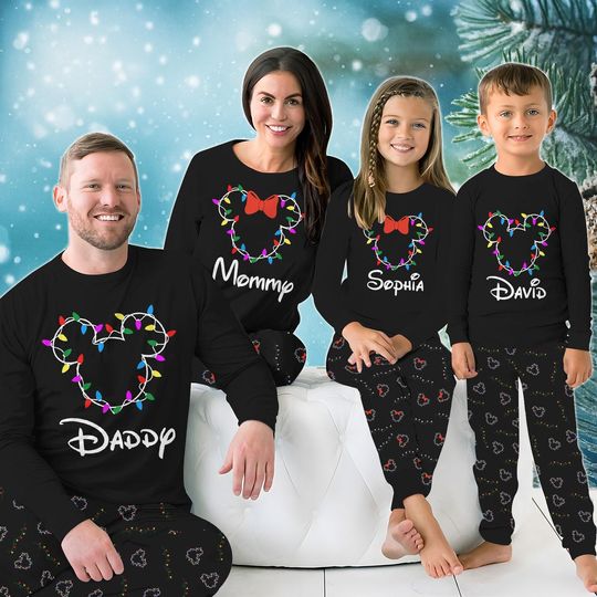 Discover Personalized Mickey Christmas Pajamas Set, Family Matching Holiday PJs, Disney Christmas Sleepwear, Disney Xmas Outfit, Christmas Party