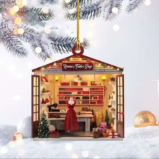 Discover Custom Name Tailor Shop Ornament, Sewing Christmas Ornament, Sewing Room Ornament, Tailor Ornament, Sewing Lovers Ornament Gift ID-1121-A0YM