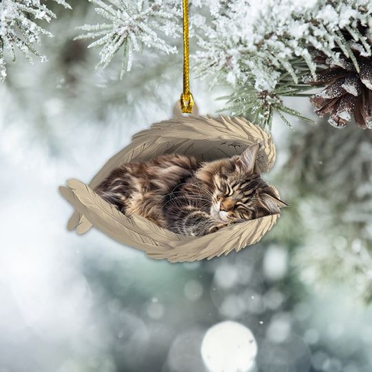 Discover Personalized Maine Coon Cat Sleeping Angel Ornament, Maine Coon Cat Angel Wings Ornament, Maine Coon Cat Car Ornament Christmas TD-0924-69JV
