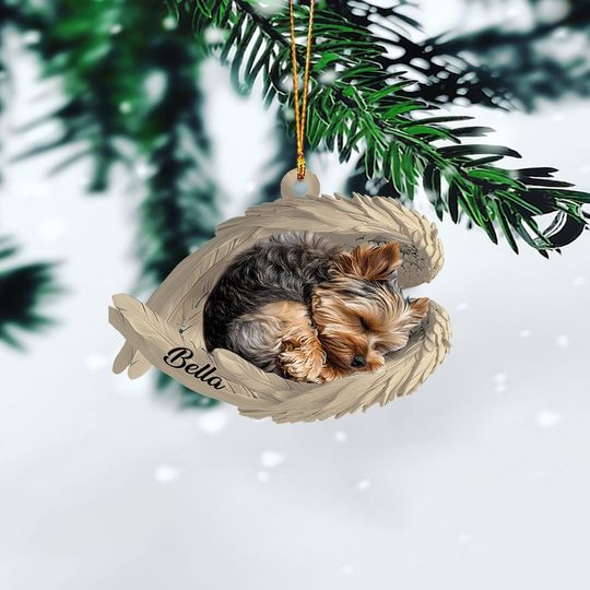 Discover Personalized Morkie Dog Sleeping Angel Wings Ornament, Morkie Dog Christmas Ornament Gift, Morkie Dog Car Ornament Decor TD-0927-ROA6