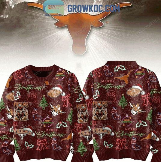 Discover Texas Longhorns Hook Em Christmas Ugly Sweater 2025