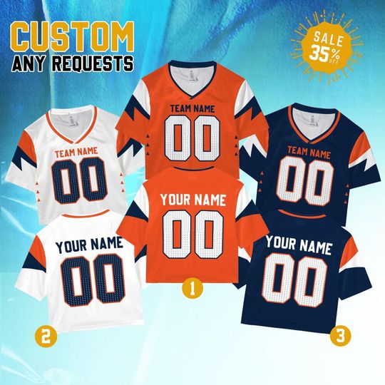 Personalize Team Broncos Football Women's jersey Crop Top Collection, Custom Team Name & Number Women Crop Tee, Sports Crop Top Gift for her