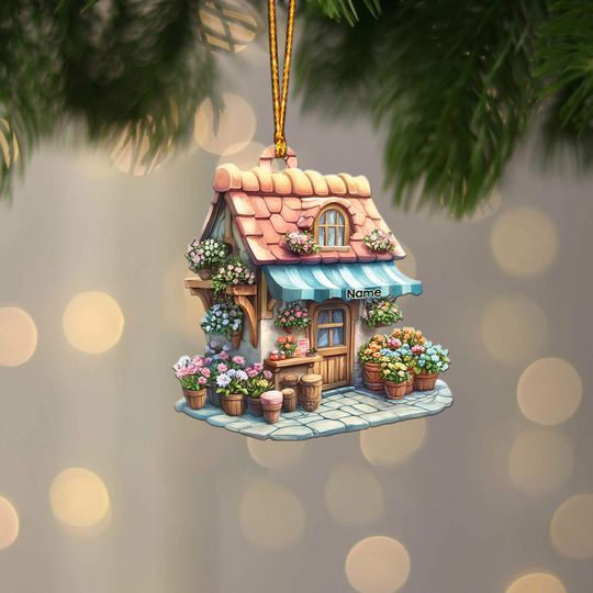 Discover Personalized Flower Shop Ornament, Custom Flower Shop Christmas Ornament, Flower Shop Owner Gift, Christmas Keepsake Home Decor ID-1009-40PU
