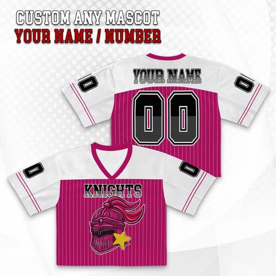 Discover Custom Name Number Mascot Crop Football Jersey, Mascot College Spirit Personalized Jersey, Mesh Fabric Women Jersey 30925HC3