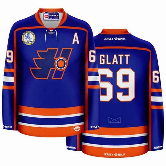 Discover Halifax Highlanders Doug Glatt Blue Hockey Jersey