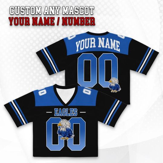 Custom Mascot Name Number College Football Gameday Jersey, Women Crop Football Jersey, Mascot Crop Jersey