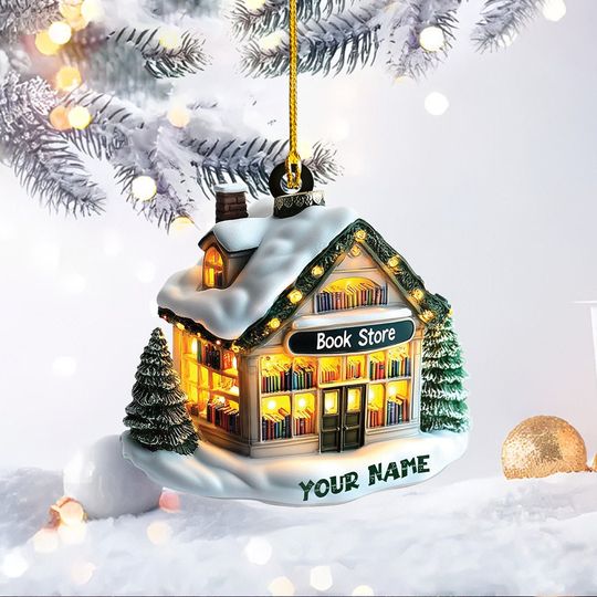 Discover Personalized Bookstore Ornament, Bookish Christmas Ornament, Bookworm Gifts, Librarian Gift, Book Lover Gift