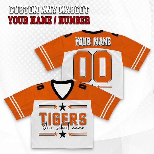 Discover Custom Your School Name Mascot Team Name Football Jersey, Gameday Cheerleader Croptop Jersey, Football Croptop, Mascot Shirt 30925HC8