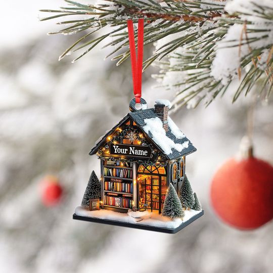 Discover Personalized Bookstore Ornament, Bookish Christmas Ornament, Bookworm Gifts, Librarian Gift, Book Lover Gift