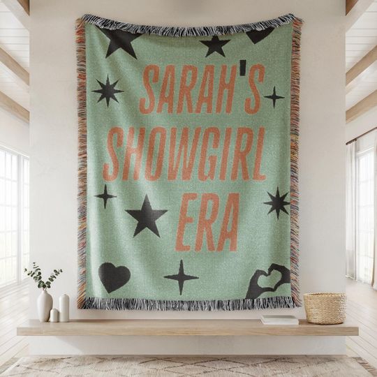 Discover Customizable Showgirl Woven Cotton Throw Blanket: Concert Lover Gift, Music Fan Gift, New Album Gift