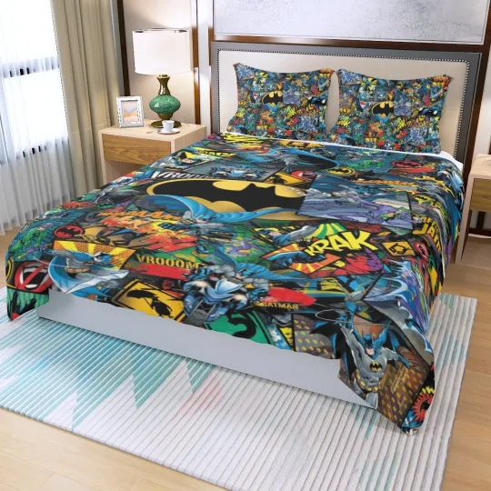 DC Comics Batman Collage Print Bedding Set 3Pcs Duvet Cover