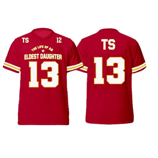 Discover Red Ver-Eldest Daughter Football Jersey, The Life of an V-neck Mesh Top, Taylor 13 TS New Album Inspired, Music Fans Concert Outfit Apparel