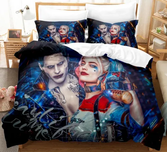 Joker Harley Quinn Quilt Duvet Cover Set Kids Bedding Bedding Bedspread