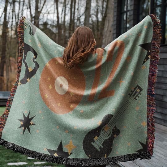 TS12 Woven Cotton Throw Blanket: Concert Lover Gift, Music Fan Gift, New Album Gift