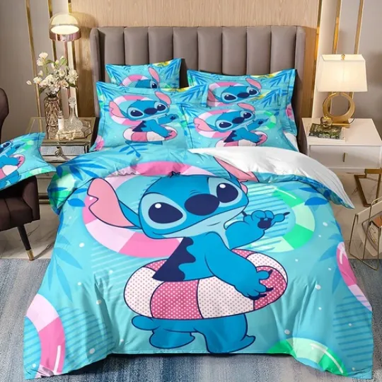 Discover 135X200 200X200 Stitch & Angel Cartoon Quilt Cover Duvet Cover Bedding Set 2024