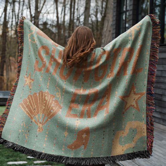 In My Showgirl Era Woven Cotton Throw Blanket: Concert Lover Gift, Music Fan Gift, New Album Gift