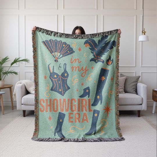 Discover Showgirl Woven Cotton Throw Blanket: Concert Lover Gift, Music Fan Gift, New Album Gift