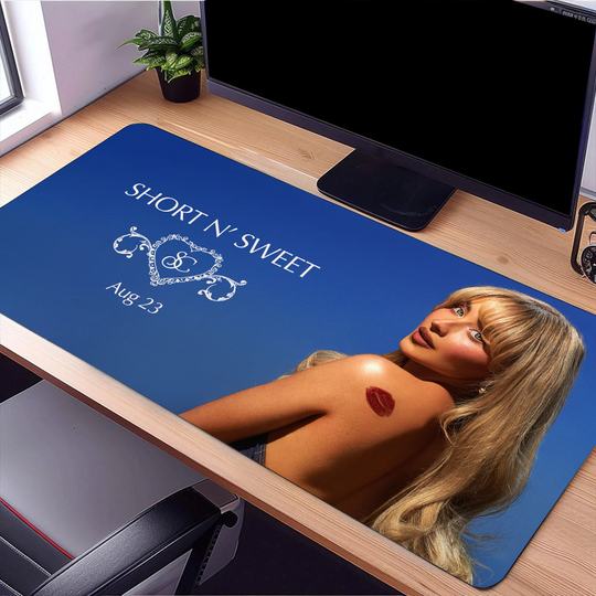 Discover Singer Sweet sabrina carpenter Mouse Pad Large Desk Mat Keyboard Ergonomic Office Rubber PC Non-slip Anti-fray Home Custom