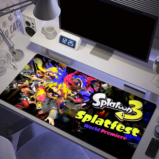 Discover Shooting game S-Splatoon 3 Mouse Pad Anti-fray Home Custom Ergonomic Office Rubber Large Desk Mat Keyboard PC Non-slip