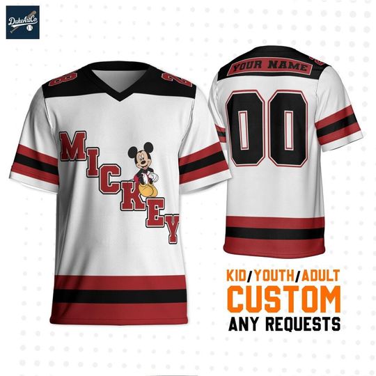 Discover Personalize Disney Mickey Mouse Happy Black, Custom Disneyland Jersey, Football Team, Mickey Mouse Birthday, Gift for Disney Fans