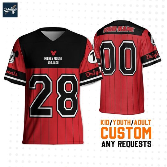 Discover Personalize Disney Original Mickey Mouse Red, Custom Disneyland Jersey, Football Team, Mickey Mouse Birthday, Gift for Disney Fans