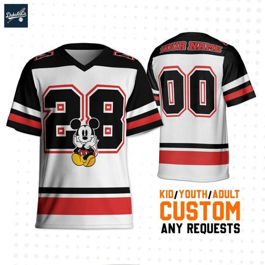 Discover Personalize Disney Mickey Mouse Vintage Black, Custom Disneyland Jersey, Football Team, Mickey Mouse Birthday, Gift for Disney Fans