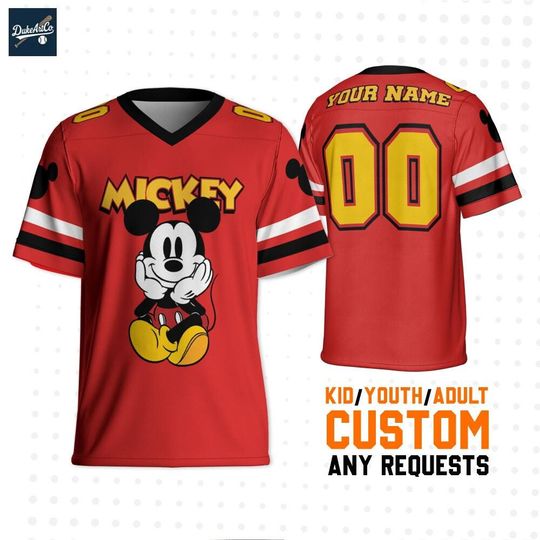 Discover Personalize Disney Vintage Mickey Mouse, Custom Disneyland Jersey, Football Team, Mickey Mouse Birthday, Gift for Disney Fans