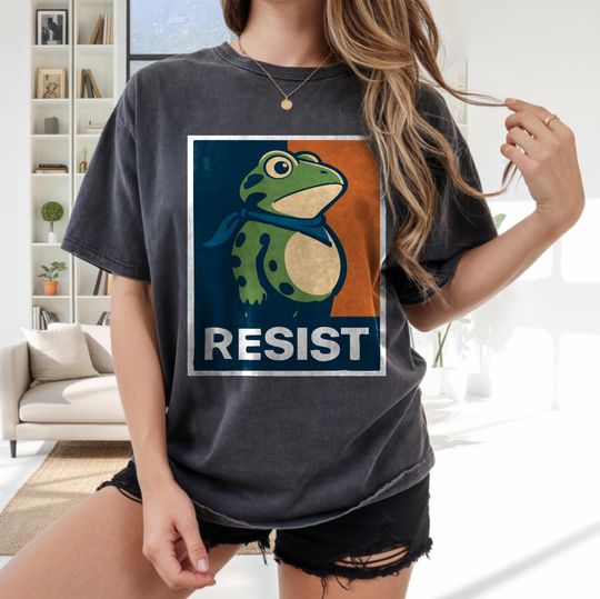 Portland Frog Resist Unisex Ringer Tee | Anti-Trump Shirt | Anti-GOP Tee | Anti-Fascism Political Graphic Tee | Progressive Protest Shirt