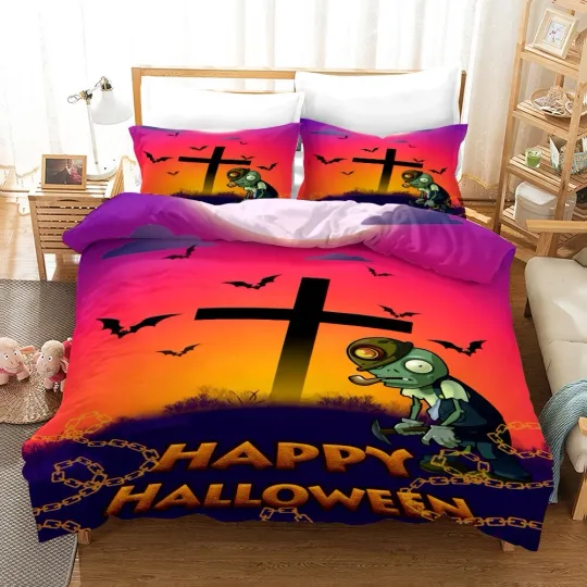 3D Halloween Bat Cemetery Fear Quilt Cover Set Bedding Sets Pillowcases