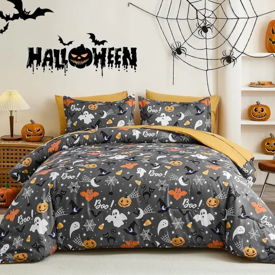 Discover Halloween King Comforter Set with Ghost and Spider Bedding