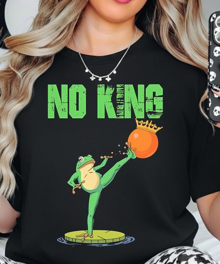 Funny No Kings Portland Frog Protest No Kings Unisex Softstyle T-Shirt, Fun Graphic Tee, Casual Wear, Unique Gift for Friends, B
