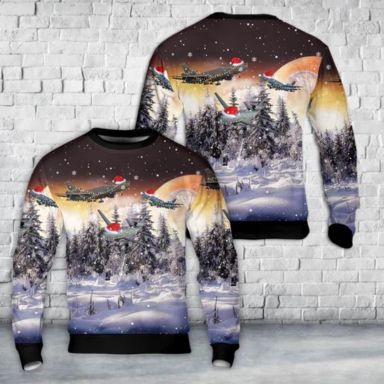 Discover Fighter Jet Christmas Sweater: Santa Hat Airplane Holiday Top