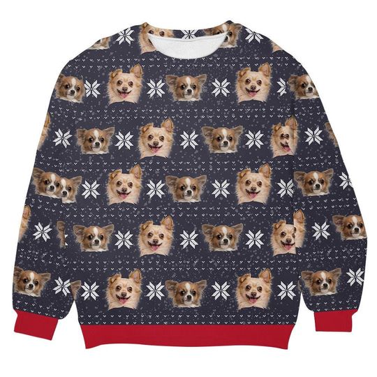 Custom Dog Face Christmas Sweater, Funny Pet Ugly Xmas Jumper