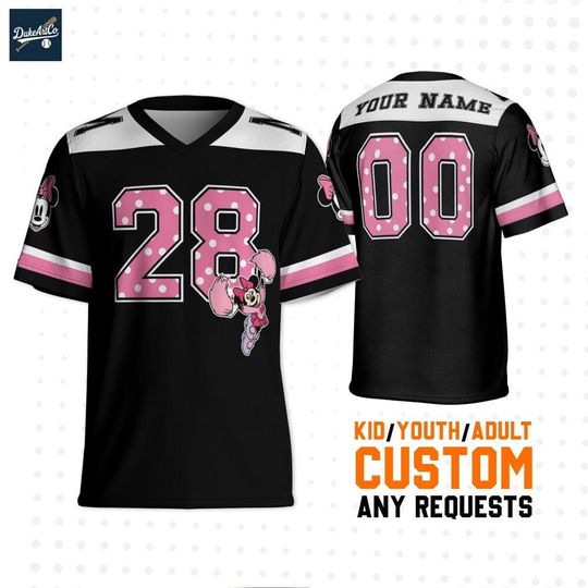 Discover Personalize Disney Classic Minnie Cheerleader, Custom Adult Kid Youth Football Jersey Collection Choose Style, Disney Outfit