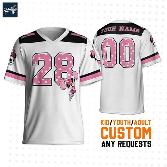 Discover Personalize Disney Classic Minnie Cheerleader White, Custom Adult Kid Youth Football Jersey Collection Choose Style, Disney Outfit