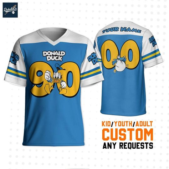 Discover Personalize Disney Donald Duck Grumpy, Custom Adult Kid Youth Football Jersey Collection Choose Style, Disney Outfit
