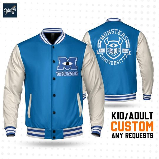 Discover Custom Monster University Baseball Jacket, Personalized Name&Number Varsity, Disneyland Shirt, Family Matching Oufit, Disney Trip 2025