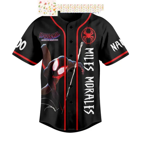 Spiderman Miles Morales Personalized Baseball Jersey