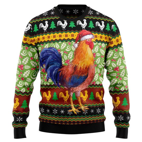 Discover Rooster Christmas Sweater, Custom Pet Photo Lover Ugly Xmas Jumper