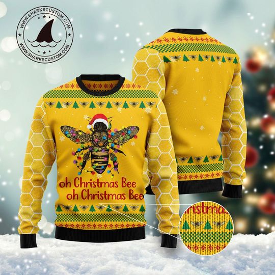 Oh Christmas Bee Sweater, Custom Photo Lover Ugly Xmas Jumper